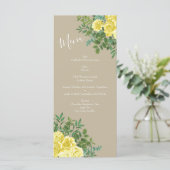Geel Roos Elegant Wedding Menu (Staand voorkant)