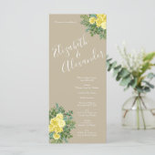 Geel  Roos Elegant Wedding Menu (Staand voorkant)