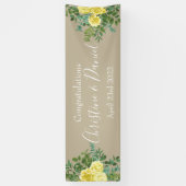 Geel  Roos Elegant Wedding Spandoek (Verticaal)