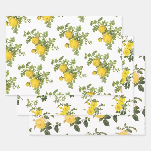 Geel Roos Patroon Inpakpapier Vel (Set)