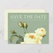 Geel roos Sage WEDDING bewaar de datum Aankondigingskaart (Voorkant / Achterkant)