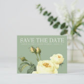 Geel roos Sage WEDDING bewaar de datum Aankondigingskaart (Staand voorkant)