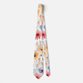 Geel & Roos Waterverf Bloemen stropdas (Voorkant)