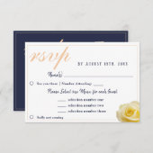 Geel Rose Blauw Bruiloft Menu Keuze RSVP-kaart (Voorkant / Achterkant)