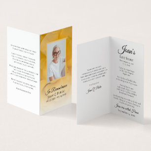 Geel Rose Bloem Begrafenis Gedicht / Gebed Visitekaartjes