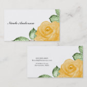 Geel Rose Chic Elegant Bloemen Land Rustiek Visitekaartje (Voorkant / Achterkant)