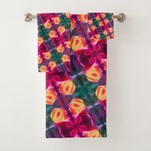 Geel Rosebud Abstract bloemenschilderen Bad Handdoek
