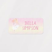 Geel/roze ballerina waterdichte kleding naam labels (Design 1)