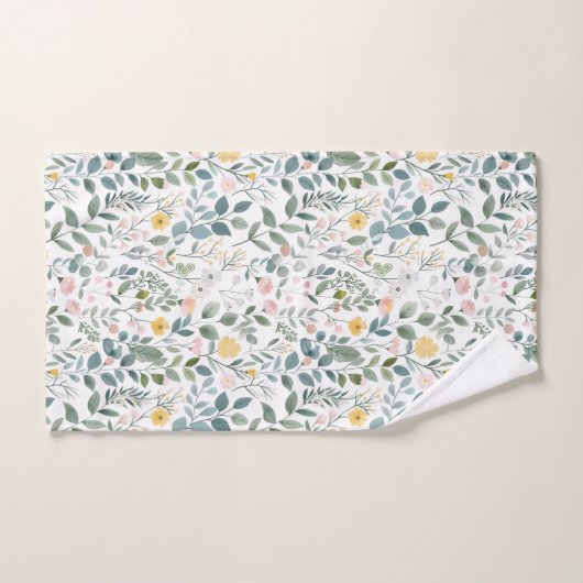 Geel Roze Blauw Groen Bloemen Waterverf Gift Bad Handdoek (Handdoek)