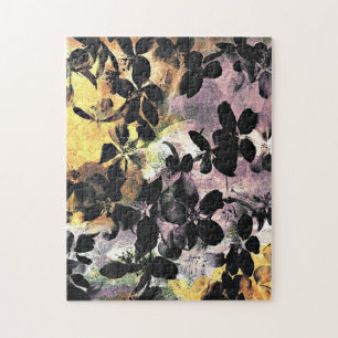 Geel roze bloempatroon digitale bloem legpuzzel