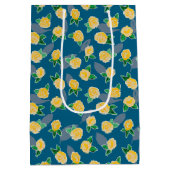 Geel roze bloempatroon medium cadeauzakje (Achterkant)