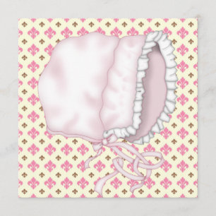 Geel Roze Bruin Fleur de Lis Baby shower Kaart