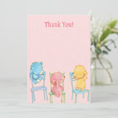 Geel, Roze en Blauwe Beren Dank u Bedankkaart (Staand voorkant)