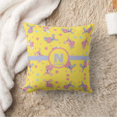 Geel Roze en Paarse Bunnies Kinder Monogrammed Kussen