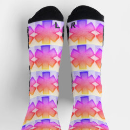 Geel roze en paarse "Star of Life" Ems sokken