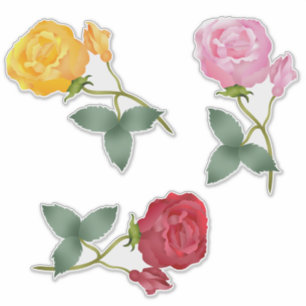 Geel, roze en rode rozen sticker