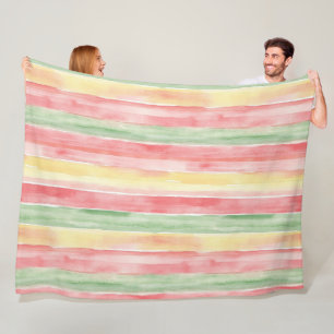 Geel Roze Mint Strepen Aloha Fleece Deken