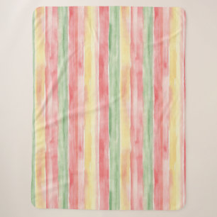Geel Roze Mint Strepen Aloha Sherpa Deken