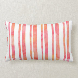 Geel Roze Oranje Waterverf Stripes Kussen