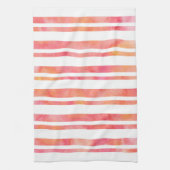 Geel Roze Oranje Waterverf Stripes Theedoek (Verticaal)