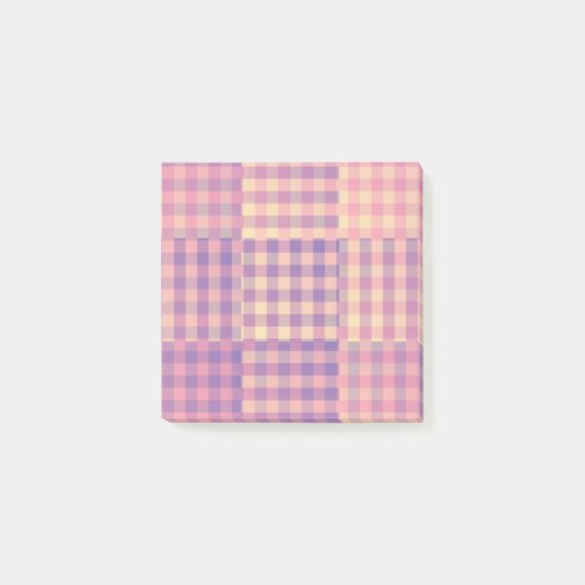 Geel Roze Paarse Geruite Patchwork Patroon Post-it® Notes (Voorkant)