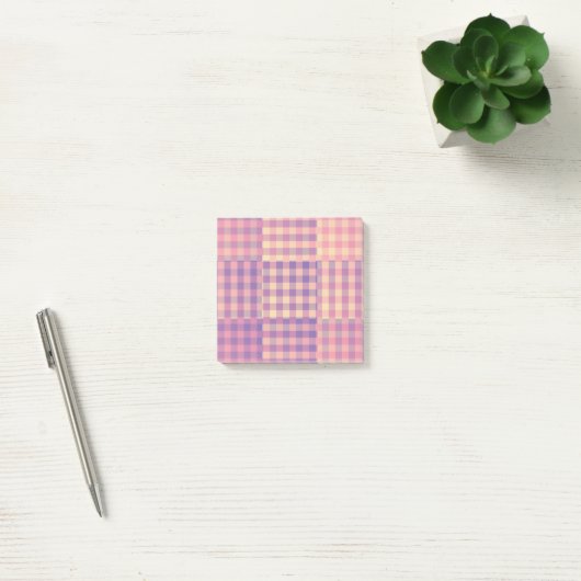 Geel Roze Paarse Geruite Patchwork Patroon Post-it® Notes (Kantoor)
