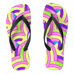geel roze paarse zigzag chevron patroon teenslippers