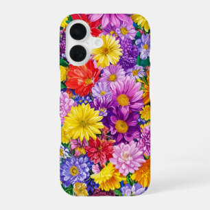 Geel Roze Rood Blauw Groen Tuin Bloemen Patroon iPhone 16 Hoesje