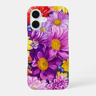Geel Roze Rood Blauw Groen Tuin Bloemen Patroon iPhone 16 Hoesje