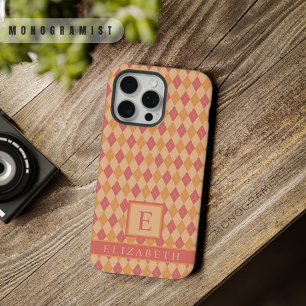  geel roze rood Sinaasappel Argyle Pattern iPhone 15 Pro Max Hoesje