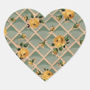 Geel rozen behangpapier - Zelfklever Hart Sticker