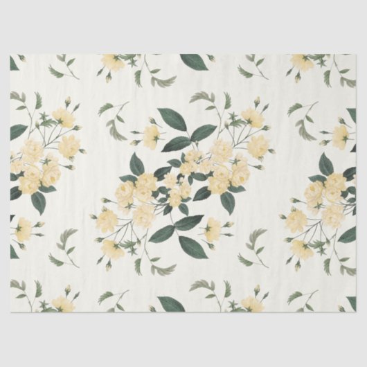 Geel rozen botanisch weefselpapier 17x23 tissuepapier (Voorkant)