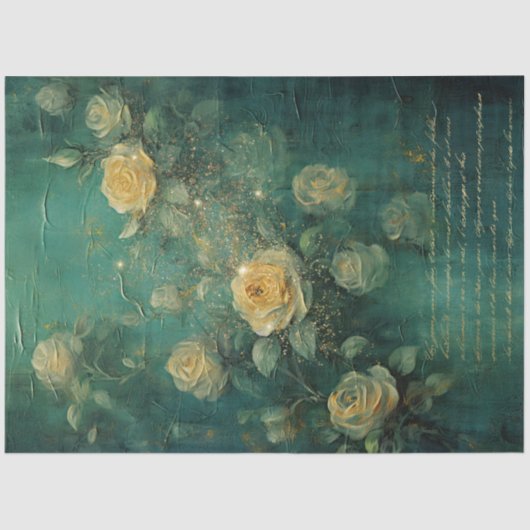  geel rozen goud sprankelt smaragdgroen tissuepapier (Voorkant)