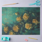  geel rozen gouden folie smaragd diep groen tissuepapier (Craft)