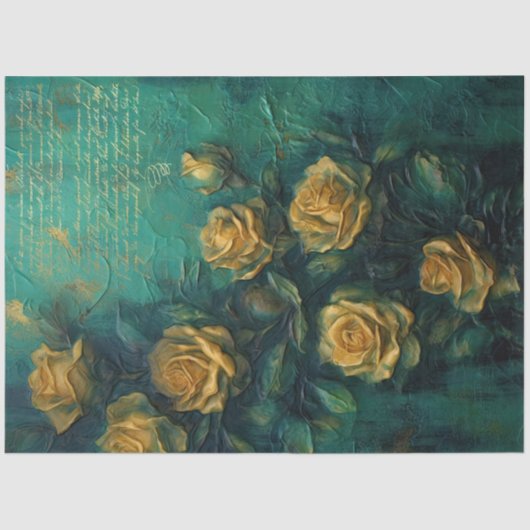  geel rozen gouden folie smaragd diep groen tissuepapier (Voorkant)