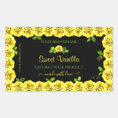 Geel rozenLijst op het etiket van de zwarte verpak (Voorkant)