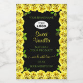 Geel rozenLijst op het zwarte etiket met Logo (Enkel label)