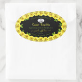 Geel rozenLijst op het zwarte etiket met Logo (Tas)