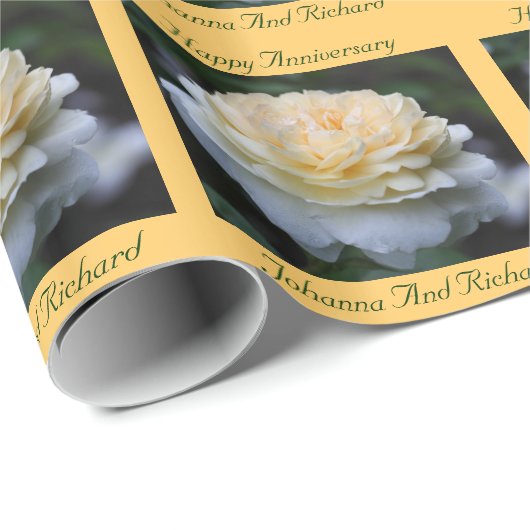 Geel rozenventiel Aangepast Jubileum Cadeaupapier (Rol Hoek)