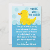 Geel Rubber Duck Rub Een Dub Baby shower Bedankkaart (Voorkant)