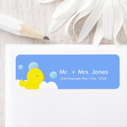 Geel Rubber Duckie Bubble Bath Adresetiketten Etiket (Insitu)