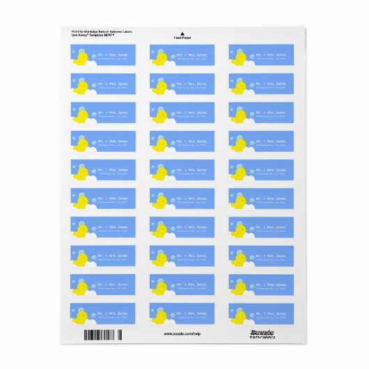 Geel Rubber Duckie Bubble Bath Adresetiketten Etiket (Full Sheet)