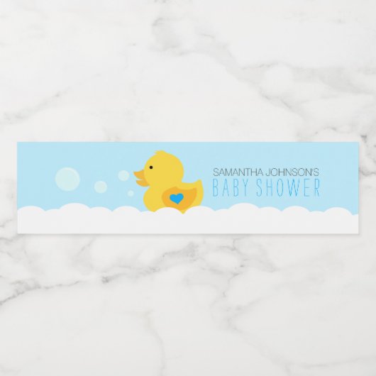 Geel Rubber Ducky Bath Boys Baby shower Waterfles Etiket (Enkel label)