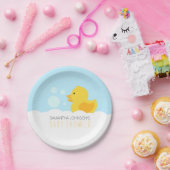 Geel Rubber Ducky Bubble Bath Baby shower Papieren Bordje (Feest)