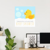 Geel Rubber Ducky Bubble Bath Baby shower Poster (Thuiskantoor)