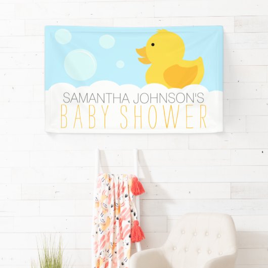 Geel Rubber Ducky Bubble Bath Baby shower Spandoek (Insitu)