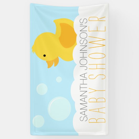 Geel Rubber Ducky Bubble Bath Baby shower Spandoek (Verticaal)
