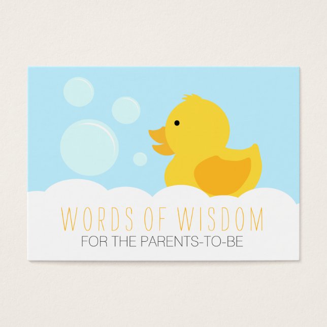 Geel Rubber Ducky Bubble Bath Baby shower Visitekaartjes (Voorkant)