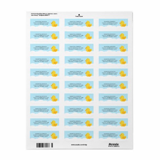 Geel Rubber Ducky Bubble Bath Etiket (Full Sheet)
