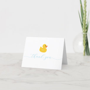 Geel Rubber Eend Baby Boy Bedankt Kaart – Blauw